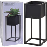 H S Collection H S Collection Flowerpot on standard 50 cm Metal Black