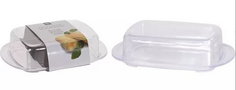 Excellent beurrier ménager avec couvercle en plastique 17,5 x 11,5 x 5 cm transparent