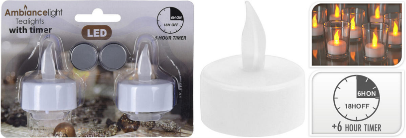 Theelicht led timer 2 stuks op kaart