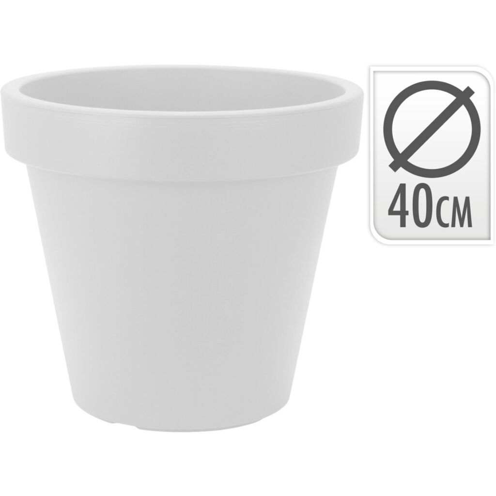 Basic plastic flowerpot around 40x35 cm white