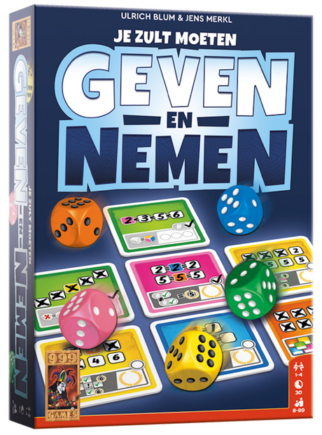 999games 999 jeux - donner et prendre - jeu de dés - mécanisme de jeu unique - avec cartes lavables et feutres - jeu familial - jeu de société - petit cadeau