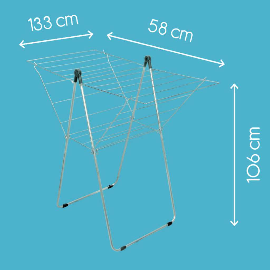 Tomado-metaltex vento 25 étendoir 133x109x58 cm argent 25m longueur de séchage