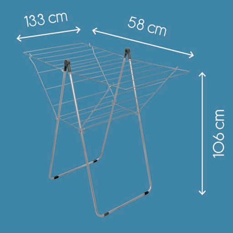 Tomado-metaltex vento 25 étendoir 133x109x58 cm argent 25m longueur de séchage