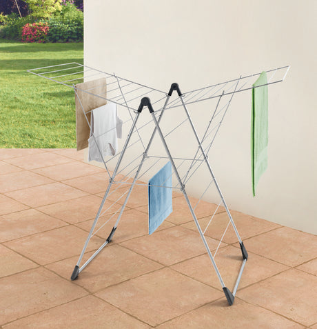 Tomado-metaltex vento 25 étendoir 133x109x58 cm argent 25m longueur de séchage