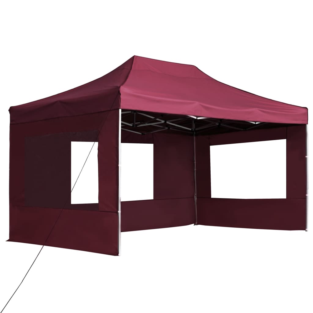 Vidaxl PartyTent sammenleggbar med vegger 4,5x3 m aluminiumvin rød