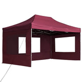 Vidaxl PartyTent pliable avec des murs 4,5x3 m de vin en aluminium rouge