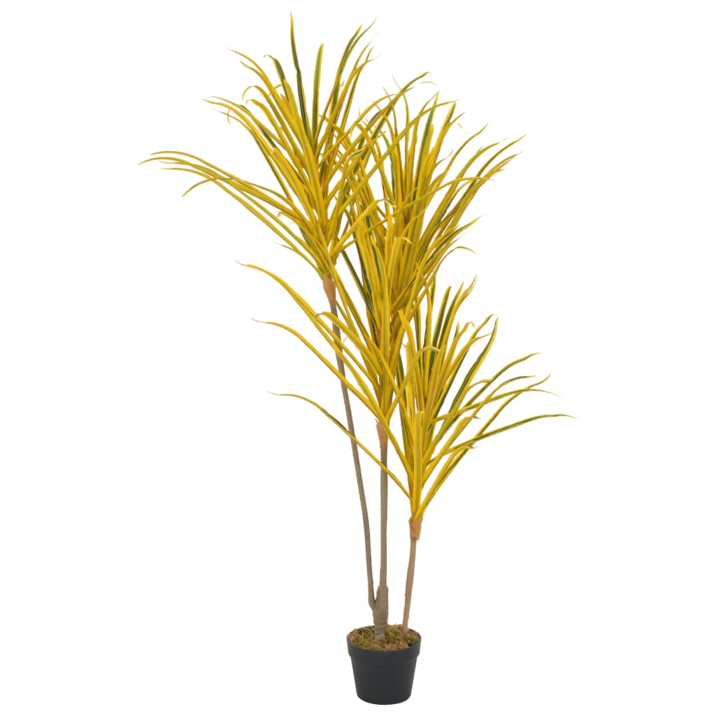 Planta artificial Vidaxl con maceta Dracaena 125 cm amarillo