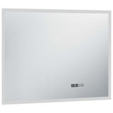 LED de miroir de salle de bain Vidaxl avec capteur tactile et affichage de temps 80x60 cm