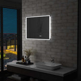 LED de miroir de salle de bain Vidaxl avec capteur tactile et affichage de temps 80x60 cm