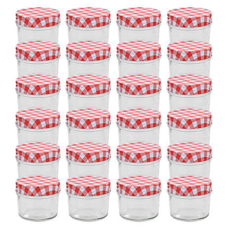 VIDAXL JAMS JARS avec couvercles rouges 24 st 110 ml de verre