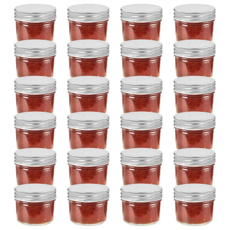 Vidaxl Jams de confiture avec couvercles de couleur argentée 24 st 110 ml de verre