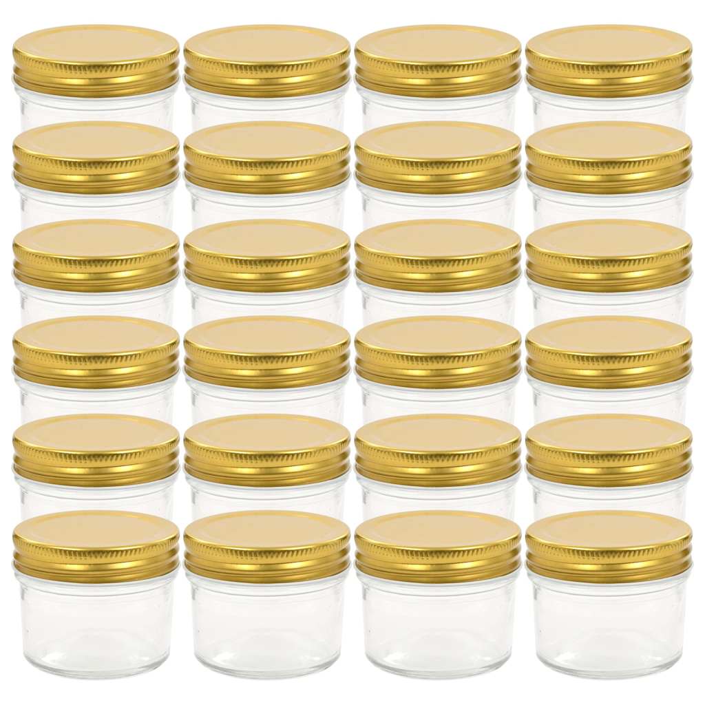 Pots de confiture Vidaxxl avec couvercles dorés 24 pcs 110 ml verre