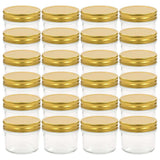 Pots de confiture Vidaxxl avec couvercles dorés 24 pcs 110 ml verre