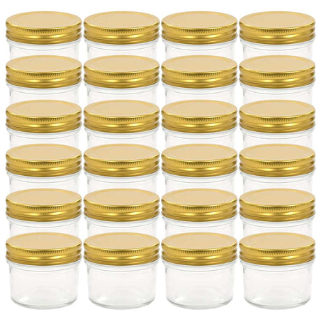 Vidaxl Jams Jars avec couvercles colorants en or 24 st 110 ml de verre