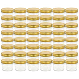 Vidaxl Jams Jars avec couvercles colorants en or 48 PC 110 ml de verre