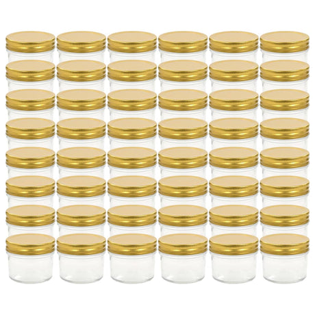 Vidaxl Jams Jars avec couvercles colorants en or 48 PC 110 ml de verre