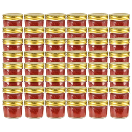 Vidaxl Jams Jars avec couvercles colorants en or 48 PC 110 ml de verre