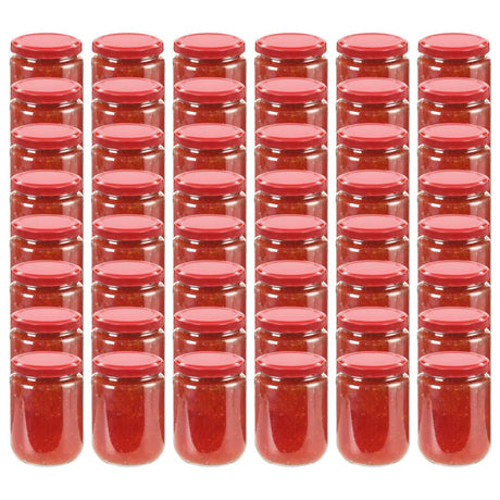 Vidaxl Jams Jars avec couvercles rouges 48 PCS 230 ml de verre