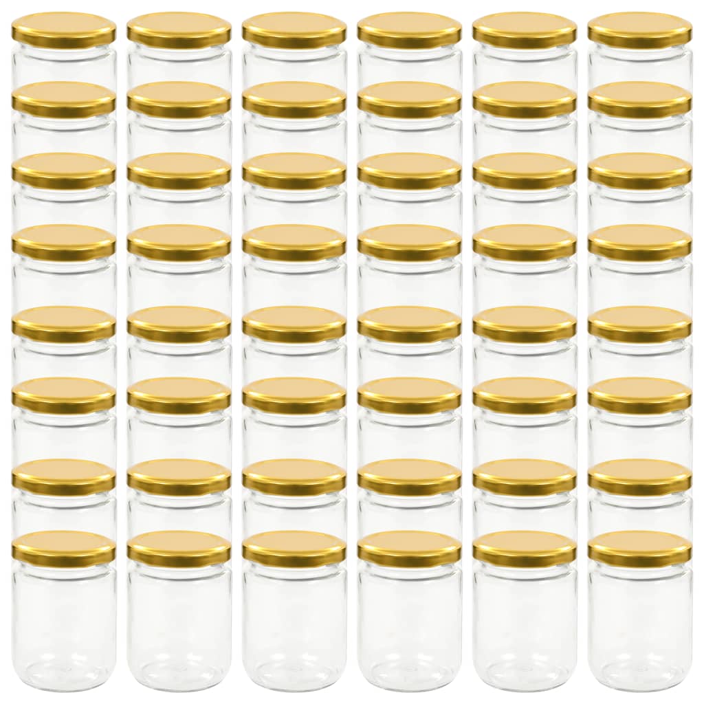 Vidaxl jar jar con coperchi color oro 48 pezzi 230 ml di vetro