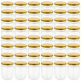 Vidaxl jar jar con coperchi color oro 48 pezzi 230 ml di vetro