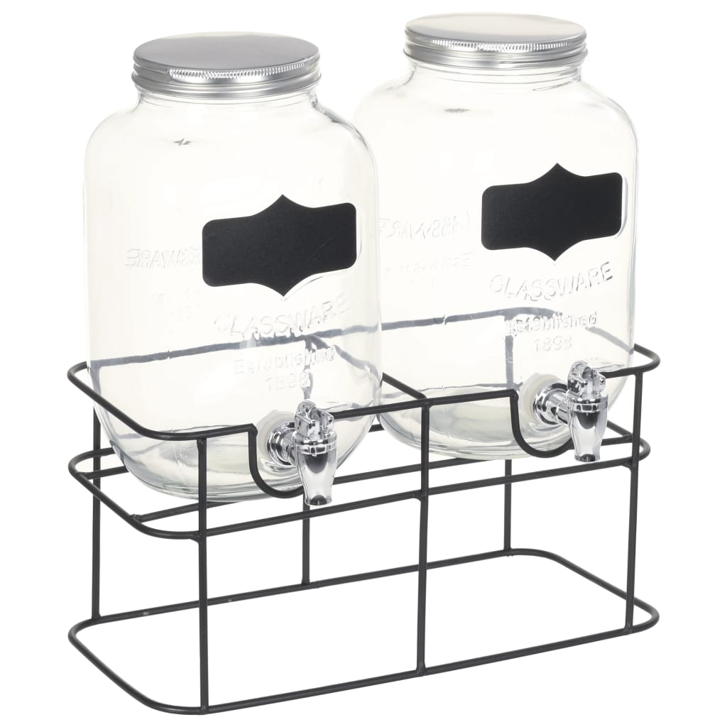 Vidaxl drankdispensers 2 st met standaard 2 x 4 l glas