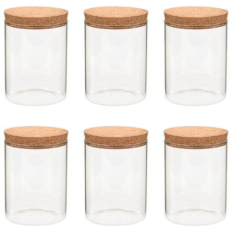 Pots de stockage vidaxl avec couvercle de liège 6 st 650 ml de verre