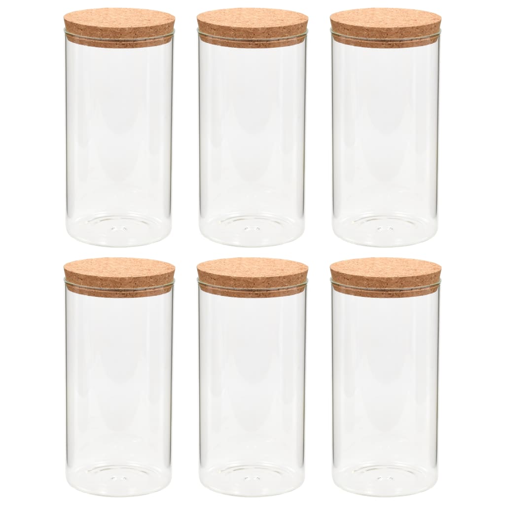 Pots de rangement vidaxl avec couvercle de liège 6 st 1400 ml de verre