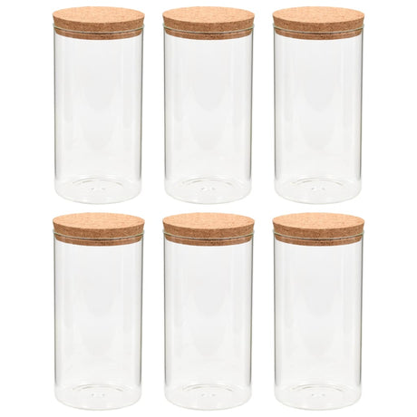 Pots de rangement vidaxl avec couvercle de liège 6 st 1400 ml de verre