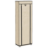 Armoire à chaussures Vidaxl avec couvercle 57x29x162 cm Crème en tissu