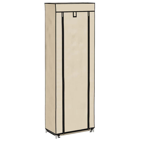 Armoire à chaussures Vidaxl avec couvercle 57x29x162 cm Crème en tissu