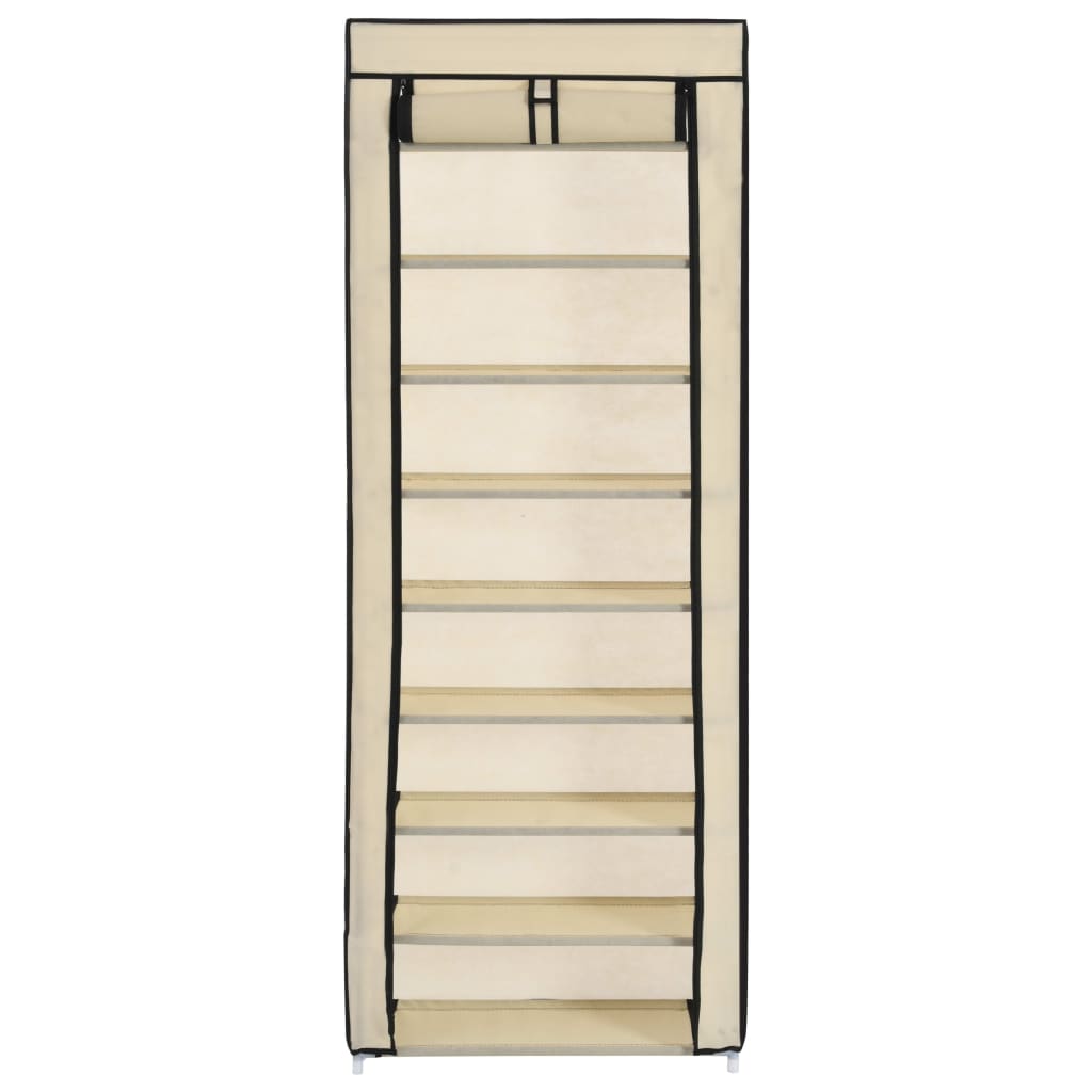 Armoire à chaussures Vidaxl avec couvercle 57x29x162 cm Crème en tissu