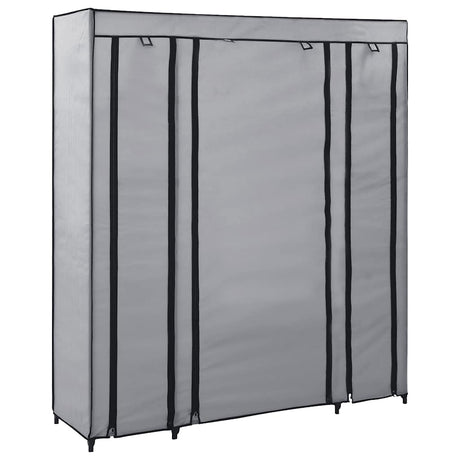 Vidaxl kledingkast met vakken en stangen 150x45x176 cm stof grijs