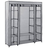 Vidaxl kledingkast met vakken en stangen 150x45x176 cm stof grijs