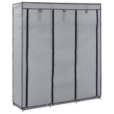 Vidaxl kledingkast met vakken en stangen 150x45x175 cm stof grijs