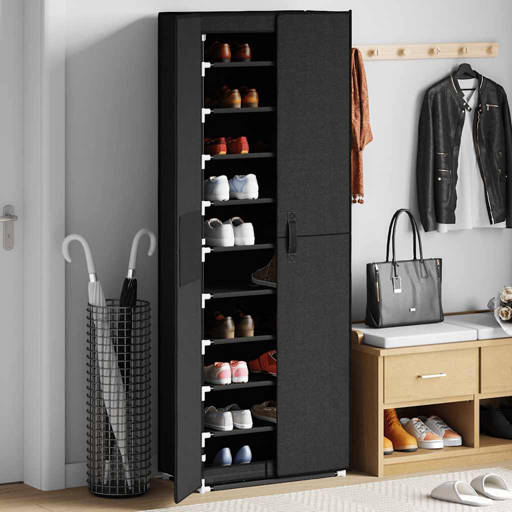 Armoire à chaussures vidaxl 60x30x166 cm tissu noir