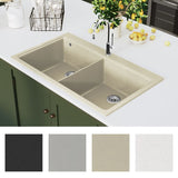 Vidaxl Sink Double Bins Granit Beige