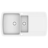 Vidaxl puits doubles bacs granit blanc