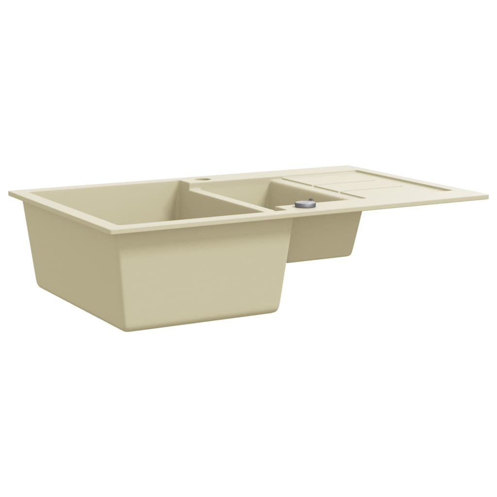 Vidaxl puits doubles bacs beige granit