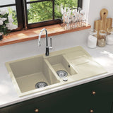 Vidaxl puits doubles bacs beige granit