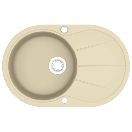 Vidaxl pair simple bol de beige de granit ovale