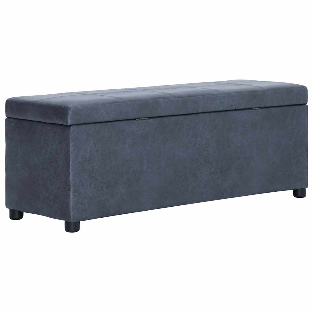 Vidaxl bankje met opbergvak 116 cm kunstsuède grijs
