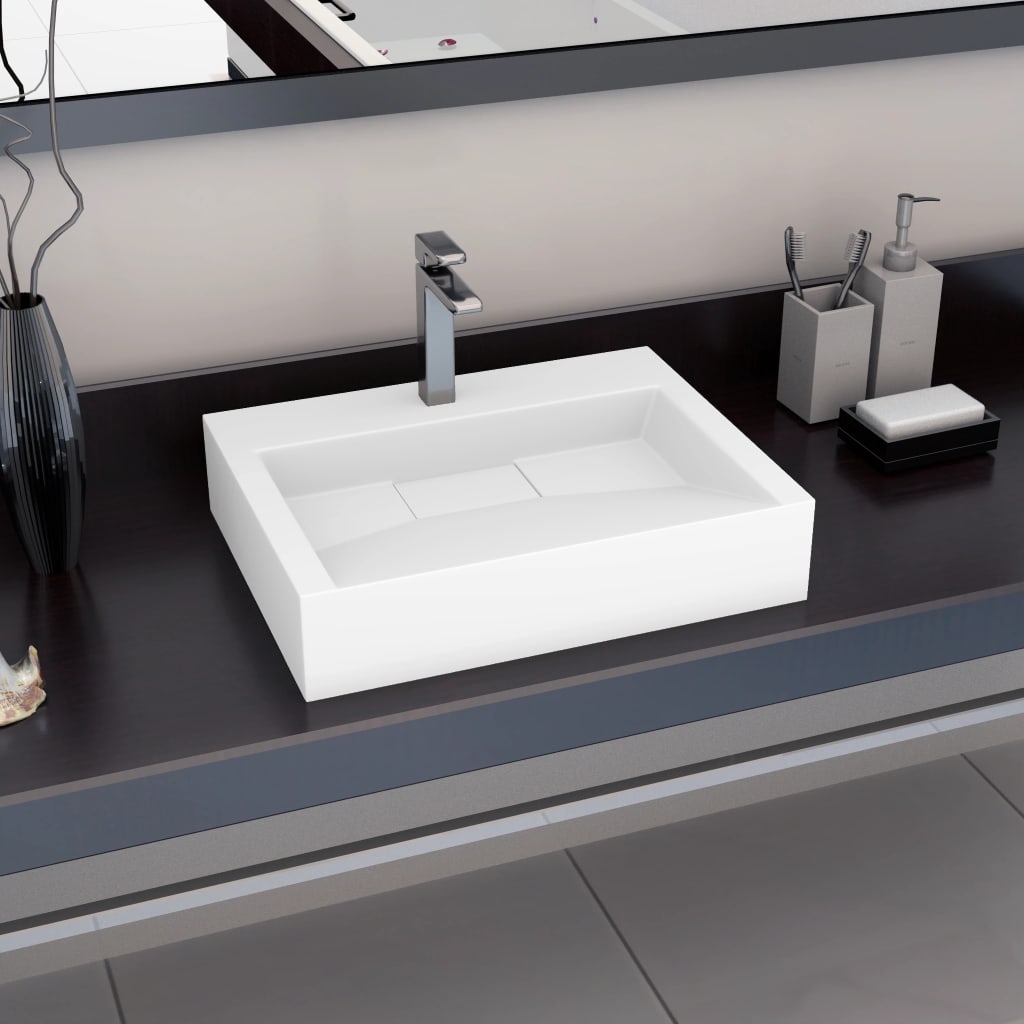 Vidaxl Washbasin 60x38x11 cm en marbre minéral moulé moulé blanc