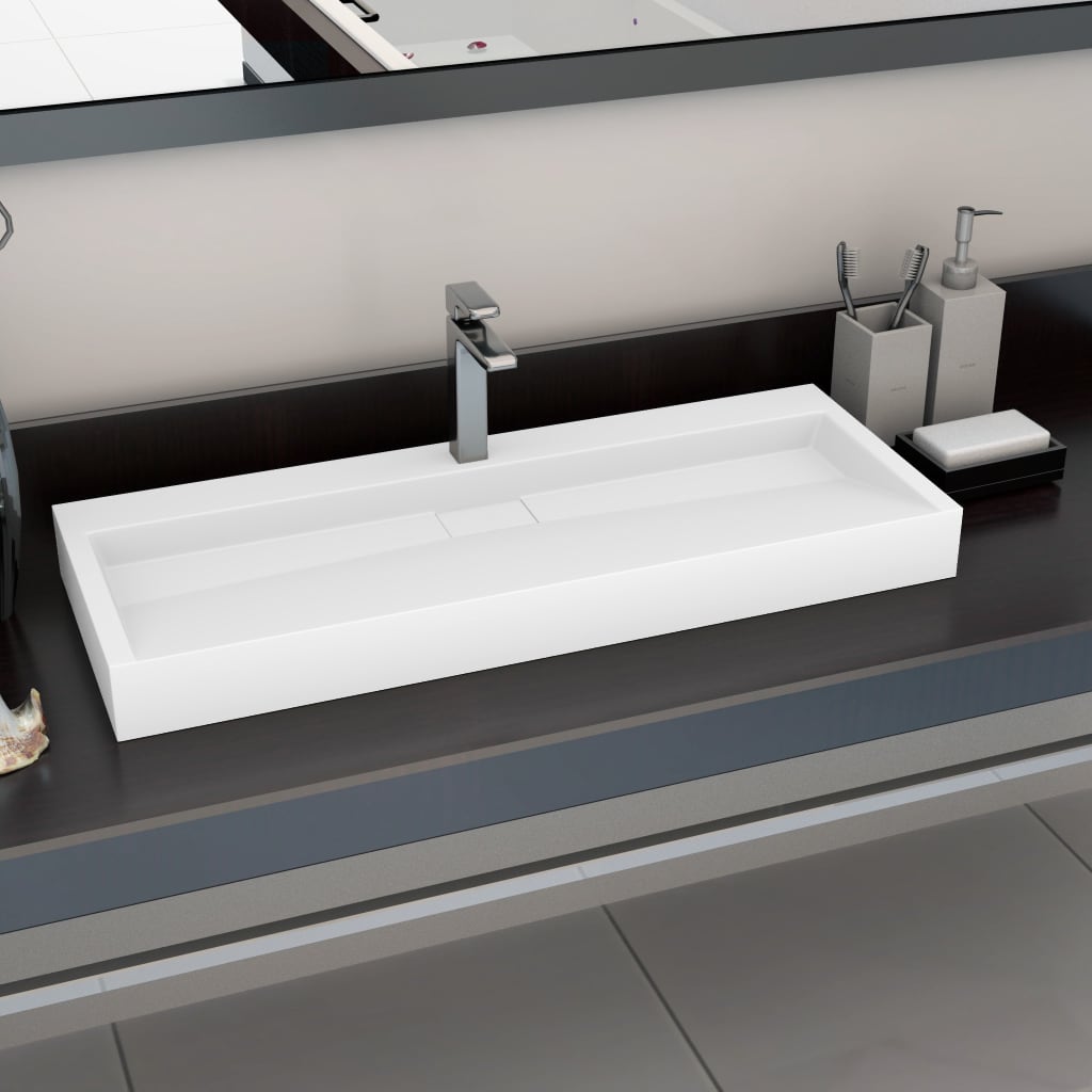 Vidaxl Washbasin 120x46x11 cm mineralni listi marmor lito belo