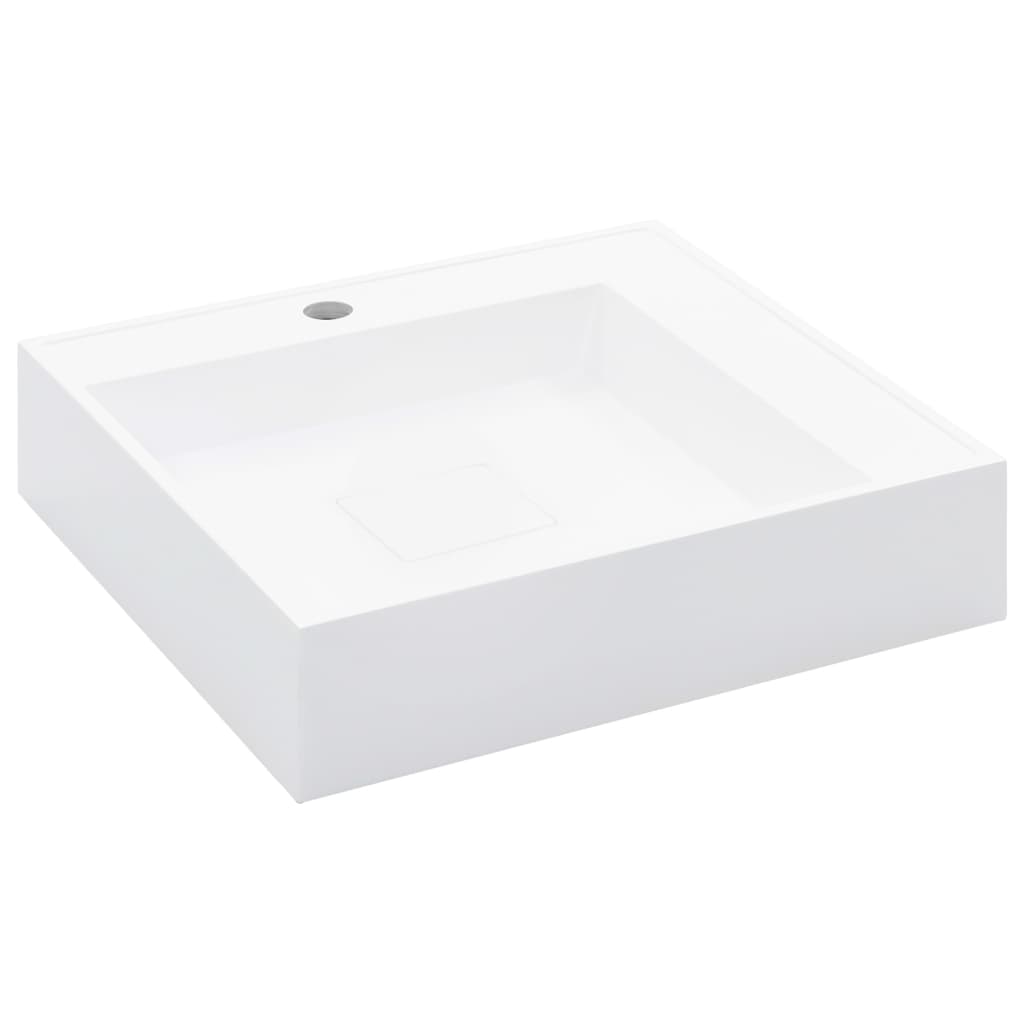 Vidaxl Washbasin 50x50x12.3 cm de mármol de fundición mineral blanca