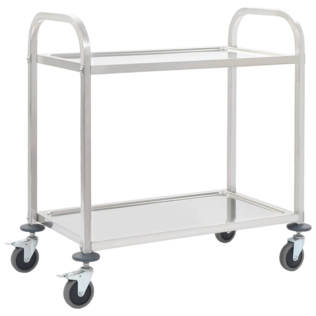 Vidaxl keukentrolley 2-laags 96,5x55x90 cm roestvrij staal
