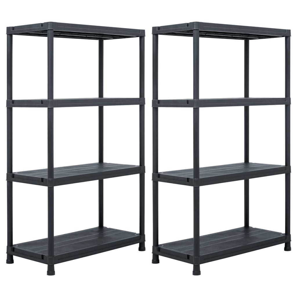 Vidaxl Storage Racks 2 st 200 kg 80x40x138 cm de plástico negro