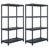 Vidaxl Storage Racks 2 st 200 kg 80x40x138 cm de plástico negro