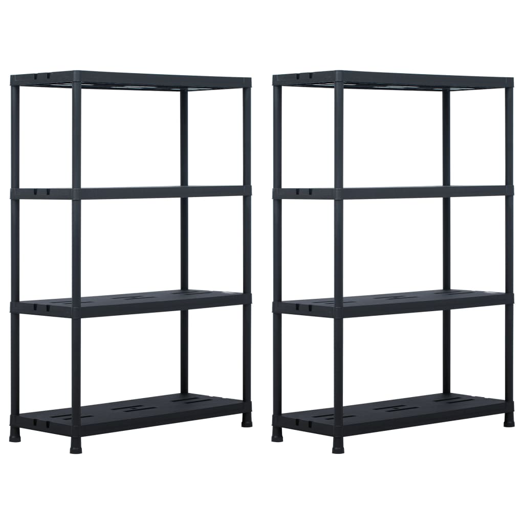 Grandas de almacenamiento Vidaxl 2 PCS 220 kg 90x40x138 cm de plástico negro