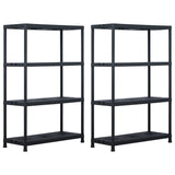 Grandas de almacenamiento Vidaxl 2 PCS 220 kg 90x40x138 cm de plástico negro