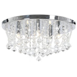 Vidaxl plafond avec des perles de cristal autour de 4xg9 de couleur argentée